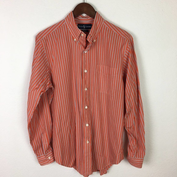 Ralph Lauren Other - Ralph Lauren Orange & Navy Stripe Button Down Med
